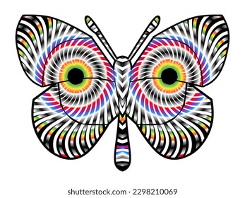 El logotipo simétrico en forma de mariposa tiene un degradado dinámico de la línea de arte en un lujoso color de patrón