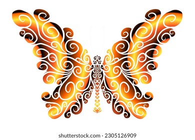 Das symmetrische Logo in Form eines Schmetterfliegens hat eine dynamische Farbverlauf-farbenfarbenfarben in einer luxuriösen Musterfarbe 