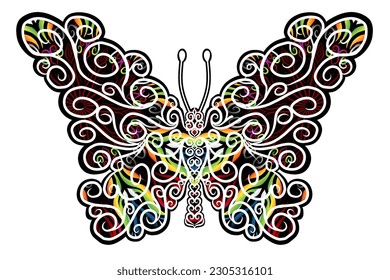 Das symmetrische Logo in Form eines Schmetterfliegens hat eine dynamische Farbverlauf-farbenfarbenfarben in einer luxuriösen Musterfarbe 