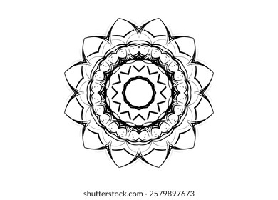 Symmetrical Mandala Art Featuring Eight Arms Ending in Ornamental Creatures	
