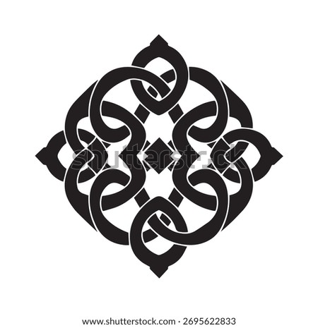 Symmetrical Mandala Celtic Knot Vector Illustration Abstract Geometric Arabesque Pattern for Tile Design and Meditative Adult Coloring Page Backdrop