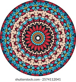 Symmetrical Mandala with Concentric Shapes