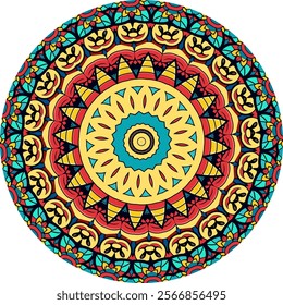 Symmetrical Mandala with Concentric Shapes and Intricate Details