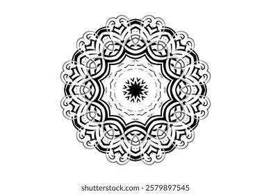 Symmetrical Mandala Design with Central Circle and Radiating Arms	

