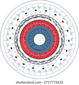 Un diseño de mandala simétrico con colores rosa y blanco. Este gráfico de Vector se puede utilizar para varios proyectos creativos.