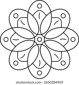 Symmetrical Mandala Design with Geometric Petal Elements