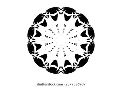 Symmetrical Mandala Design with Radiating Lines and Central Circle	
