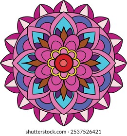 Symmetrical Mandala With Detailed Petal