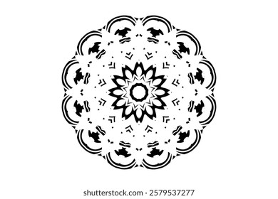 Symmetrical Mandala Illustration Featuring Central Circle and Geometric Harmony	
