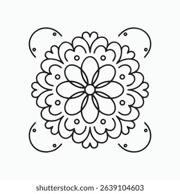 Symmetrical Mandala Line Drawing Vector