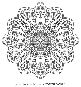  Symmetrical Mandala Outline for Coloring