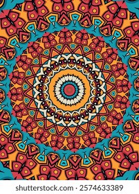 Symmetrical Mandala Pattern Featuring Floral and Abstract Designs