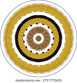 Un patrón de mandala simétrico con intrincados anillos y Formas. Este diseño de Vector es ideal para varios proyectos creativos.