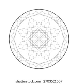 O padrão de mandala simétrico dentro da borda de anel duplo sugere um selo ou crista elegante.