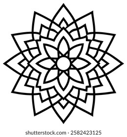 Symmetrical mandala vector with intricate details, perfect for laser cutting, henna art, and ornamental decorations