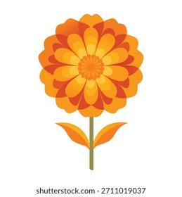 Symmetrischer Ringelblume-Blumenvektor mit orangefarbenen Blättern und radialen Blütenblättern