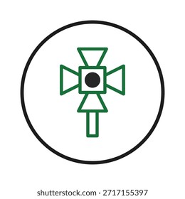 A symmetrical minimalist vector drawing showing an abstract floral or cloverleaf emblem. The circular shape adds simplicity and focus, creating a clean, versatile design suitable for various