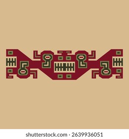 Symmetrical native American design from ancient Peru. Wari or Huari culture. Indigenous ethnic border. 