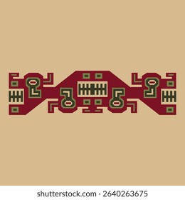 Symmetrical native American design from ancient Peru. Wari or Huari culture. Indigenous ethnic border. 