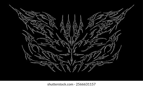 Symmetrical neo tribal sigilism Pattern Cyber ​​Gothic vector Elements in Abstract White black