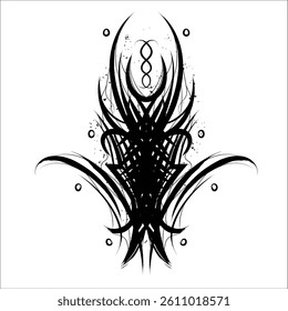 Symmetrical Neo Tribal Sigilism Pattern Elements in Abstract Design on white background suitable for Clothing and tattoos