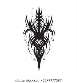 Symmetrical neo tribal sigilism symmetrical shapes. Cyber ​​Gothic Element vector design pattern in Abstract black and White colors