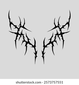 Symmetrical neo tribal vector design resembling tree roots. Stiff touch and sharp pattern Suitable for tattoos, logos, and graphic elements with a modern tribal aesthetic