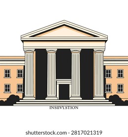 Symmetrical neoclassical building with grand columns and pediment architecture