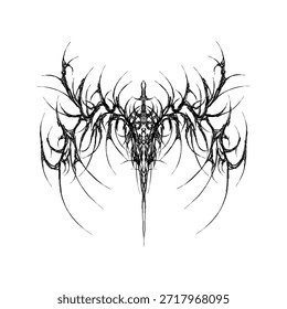 Elementos de padrão sigilista neotípica sigilista simétrico em um design abstrato sobre um fundo branco, adequado para roupas, tatuagens e cartazes.