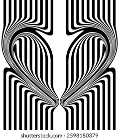 Symmetrical Optical Illusion Background with Distorted Wavy Lines
