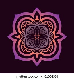 symmetrical ornament with pink and violet elements, traditional Islamic Pattern