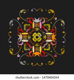 symmetrical ornamental ancient like flower, vector object