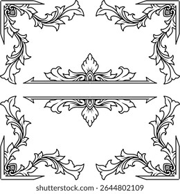 symmetrical ornamental illustratiion in classic style with elegant leaf and swirl motifs.