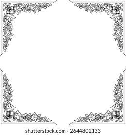 symmetrical ornamental illustratiion in classic style with elegant leaf and swirl motifs.