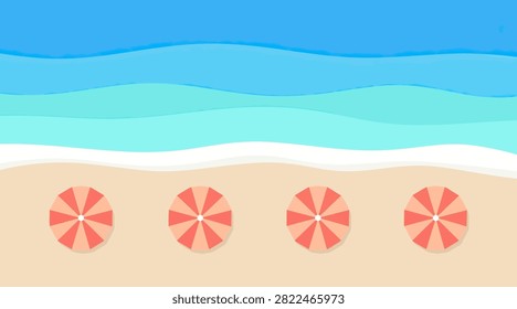 Symmetrical overhead beach composition for clean summer branding and seasonal digital assets.