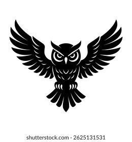Silhueta de coruja simétrica. vetor: Ideal para uso como tatuagem, ícone, web design gráfico e conceitos infográficos."