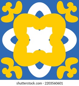 Symmetrical pattern for azulejo or talavera ceramic tiles, mediterranean wall decoration style