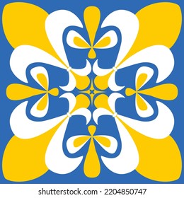 Symmetrical pattern for azulejo or talavera ceramic tiles, vector illustration for design