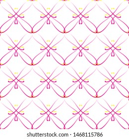 Symmetrical pattern of curves of fine lines with floral elements. Floral geometric abstract color background. Seamless graphic texture, illustration,vector