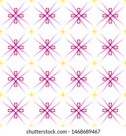Symmetrical pattern of curves of fine lines with floral elements. Floral geometric abstract color pattern on white background. Seamless pattern, gradient lines  graphic texture,  vector illustration