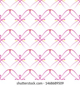 Symmetrical pattern of curves of fine lines with floral elements. Floral geometric abstract color pattern on white background. Seamless graphic texture, illustration,vector