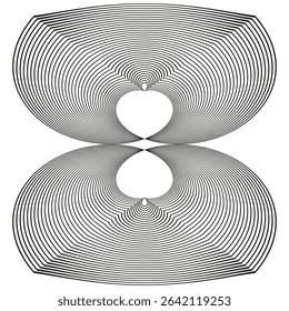 Symmetrical pattern design. Curved geometric forms. Vector abstract ornament. Flowing decorative elements.