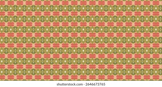 A symmetrical pattern of green and pink butterfly-like shapes against a muted background, creating a playful yet sophisticated visual ideal for artistic designs.