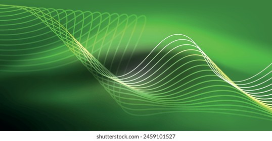 A symmetrical pattern of green and white waves on a lush green background, resembling a terrestrial plant. The closeup shot captures the intricate details, giving it an artistic touch