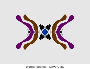 Symmetrical pattern hand art motifs for abstract color combinations for decoration