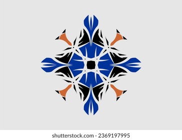 Symmetrical pattern hand art motifs for abstract color combinations for decoration