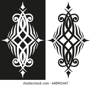 A symmetrical pattern of lines. Suitable for a tattoo. Vector illustration.