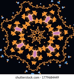 Symmetrical pattern on a black background.