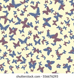 Symmetrical pattern of random butterflies in gentle pastel tones. Suitable for festive and celebratory decoration