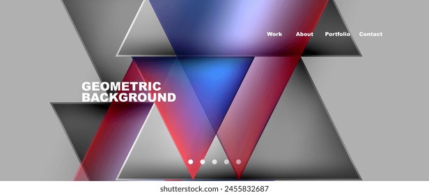 A symmetrical pattern of red, blue, and gray triangles on an electric blue background creates a striking geometric design reminiscent of a futuristic ceiling display